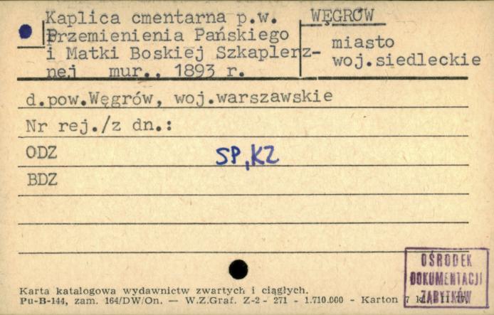 kaplica cmentarna pw. Przemienienia Pańskiego i Matki Boskiej Szkaplerznej, skan 1