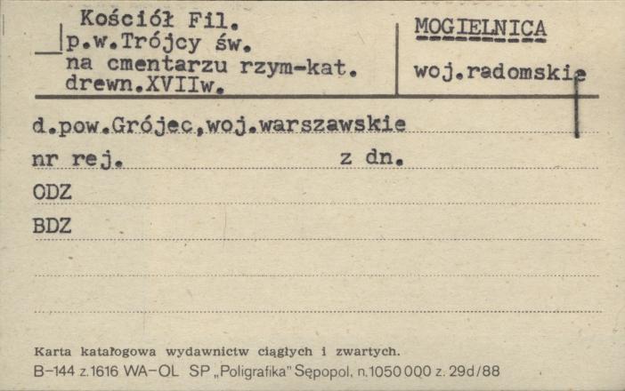 kościół fil. pw. Trójcy Św. na cmentarzu rzym-kat., skan 1