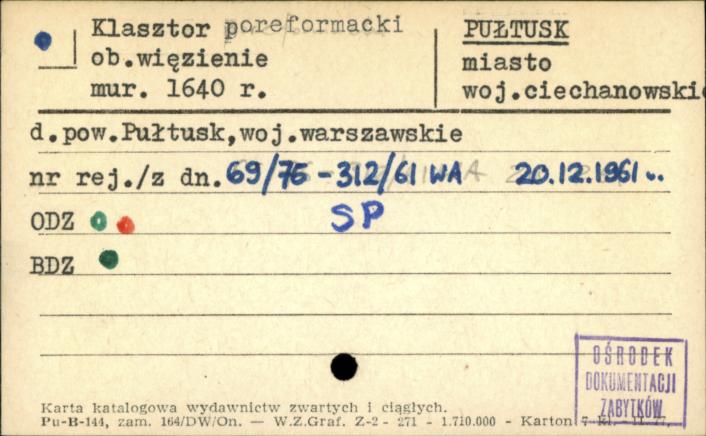 klasztor reformatów, ob. więzienie, skan 1