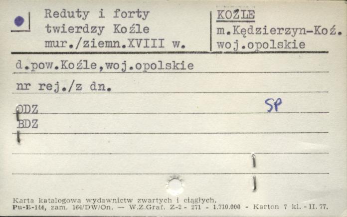 reduty i forty twierdzy Koźle, skan 1