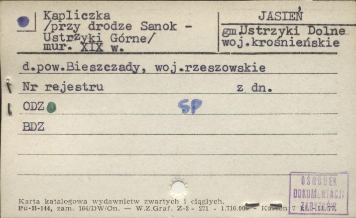 kapliczka (przy drodze Sanok - Ustrzyki Górne), skan 1