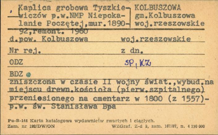 kaplica grobowa Tyszkiewiczów pw. NMP Niepokalanie Poczętej, skan 1