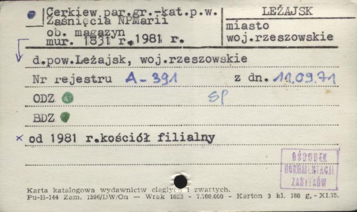 cerkiew par. gr.-kat. pw. Zaśnięcia NPMarii, od 1981 kościół filialny, skan 1