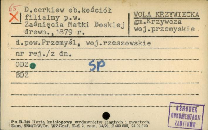 cerkiew ob. kościół filialny p.w. Zaśnięcia Matki Boskiej, skan 1