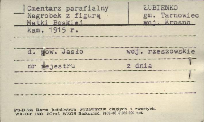 cmentarz parafialny - nagrobek z figurą Matki Boskiej, skan 1