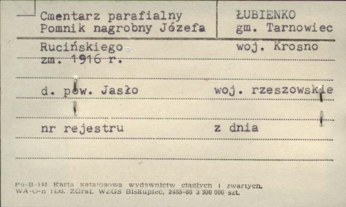 cmentarz parafialny - pomnik nagrobny Józefa Rucińskiego, skan 1
