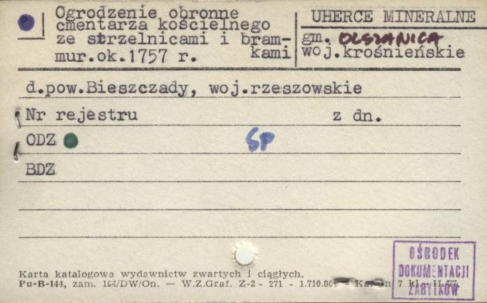 ogrodzenie obronne cmentarza kościelnego ze strzelnicami i bramkami, skan 1