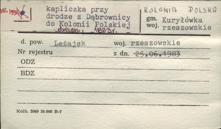 kapliczka przy drodze z Dąbrowicy do Kolonii Polskiej, skan 1