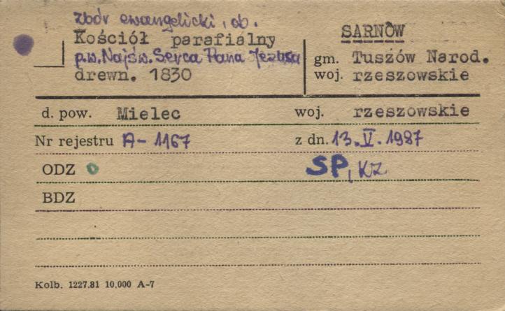 zbór ewangelicki, ob. kościół parafialny pw. Najśw. Serca Pana Jezusa, skan 1