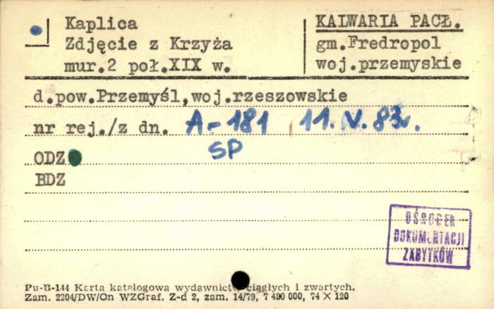 kaplica Zdjęcie z Krzyża, skan 1