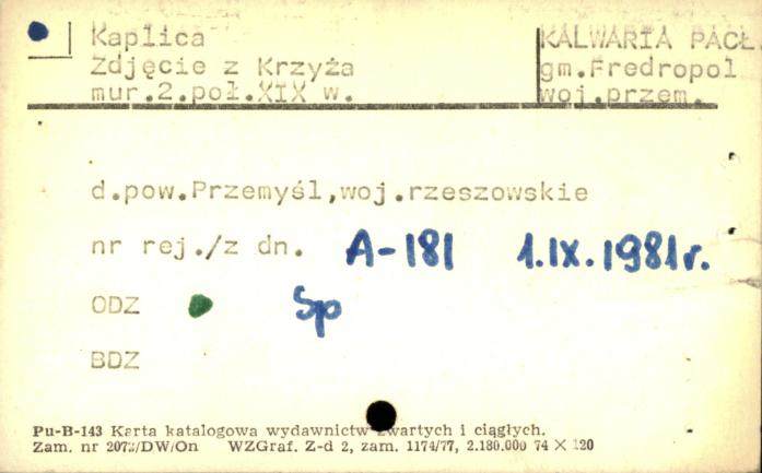 kaplica Zdjęcie z Krzyża, skan 2