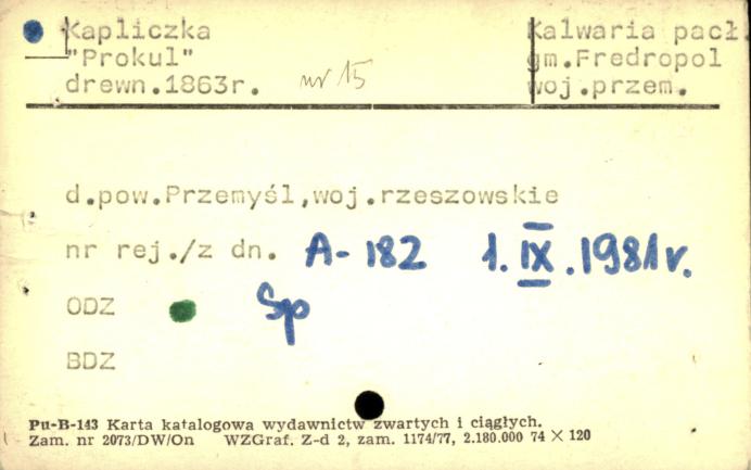 kapliczka Prokul, skan 1