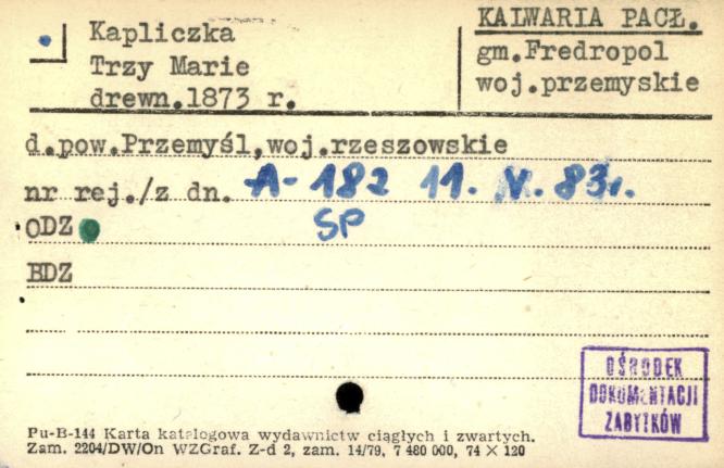 kapliczka Trzy Marie, skan 1
