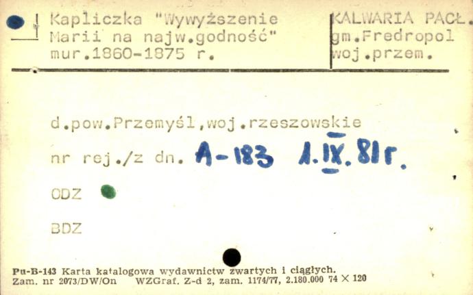 kapliczka Wywyższenie Marii na najw. godność, skan 2