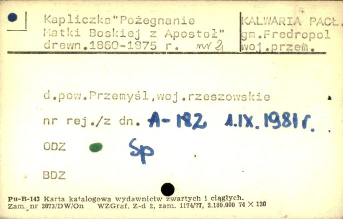 kapliczka Pożegnanie Matki Boskiej z Apostoł., skan 2