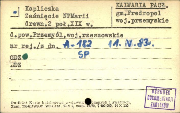 kapliczka Zaśnięcie NPMarii, skan 1