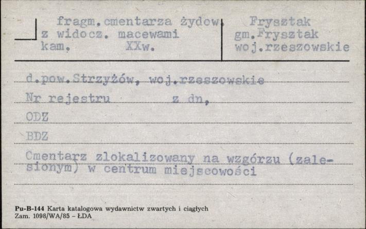 fragm. cmentarza żydow. z widocz. macewami, skan 1