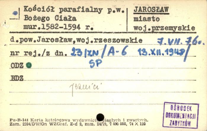 kościół parafialny d. pw. Chrzciciela, ob. Bożego Ciała, skan 1