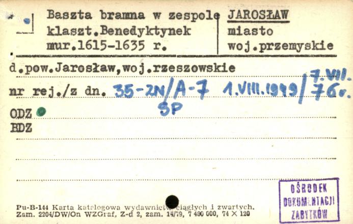 baszta bramna w zespole klaszt. Benedyktynek, skan 1
