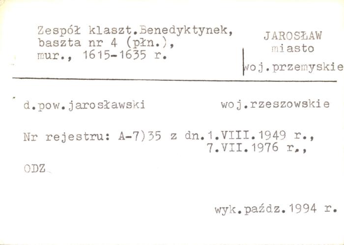 zespół klasztorny benedyktynek, baszta nr 4 płn., skan 2