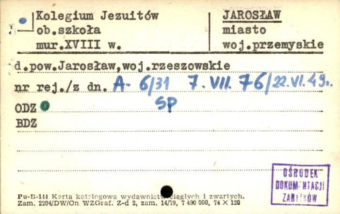 kolegium Jezuitów, ob. Szkoła Podstawowa, skan 1