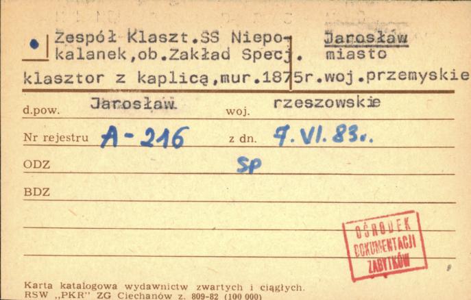 zespół klasztorny niepokalanek - klasztor z kaplicą, ob. Zakład Specjalny, skan 1