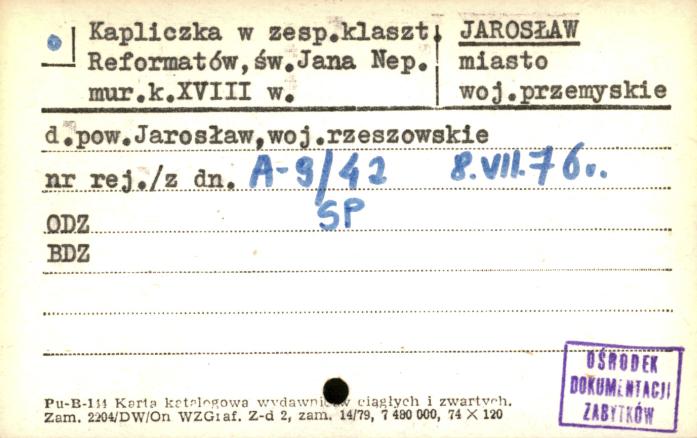 kapliczka w zesp. klaszt. Reformatów św. Jana Nep., skan 1