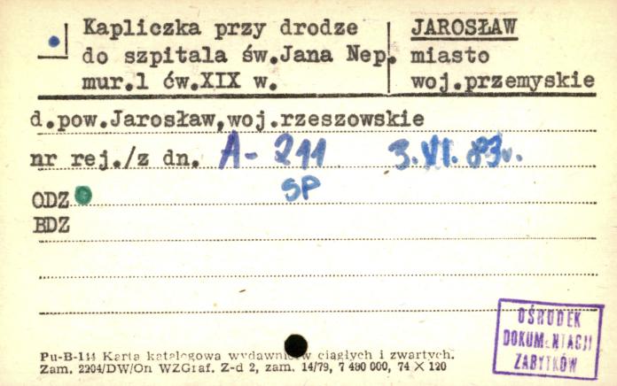 kapliczka przy drodze do szpitala św. Jana Nepomucena, skan 1