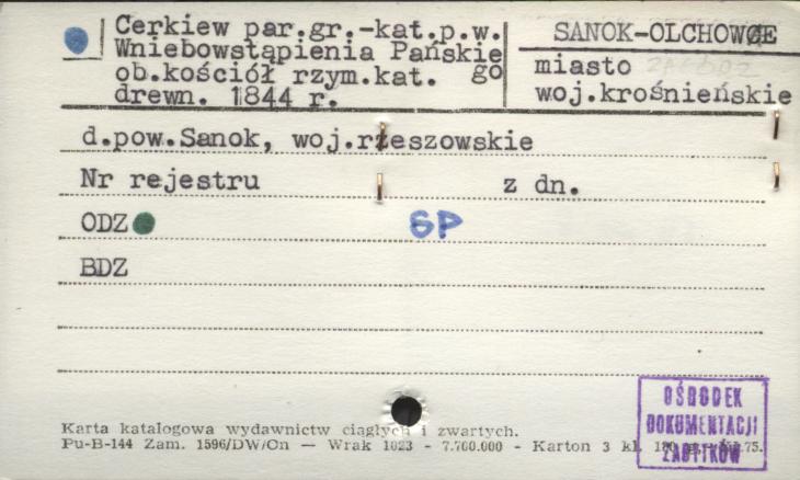 cerkiew par. gr. - kat. p.w. Wniebowstąpienia Pańskiego ob. kościół rzym. kat., skan 1