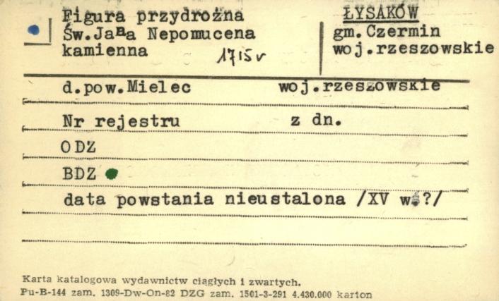 kapliczka przydrożna św. Jana Nepomucena, skan 1