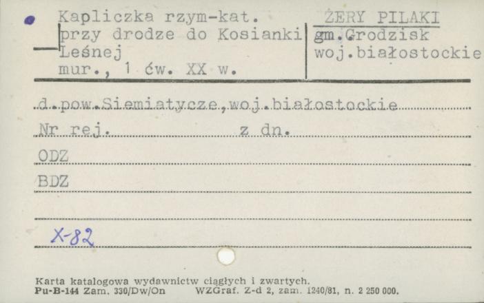 kapliczka rzym-kat. przy drodze do Kosinki Leśnej, skan 1