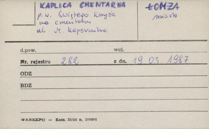 kaplica cmentarna pw. Świętego Krzyża, skan 1
