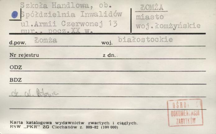Szkoła Handlowa, ob. Spółdzielnia Inwalidów, skan 1