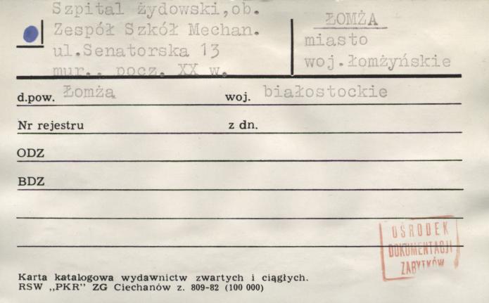 szpital żydowski, ob. Zespół Szkół Mechan., skan 1