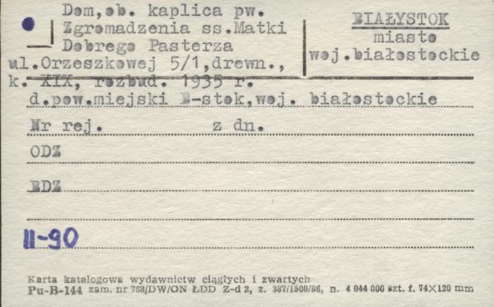 dom, ob. kaplica pw. Zgromadzenia ss. Matki Dobrego Pasterza, skan 1