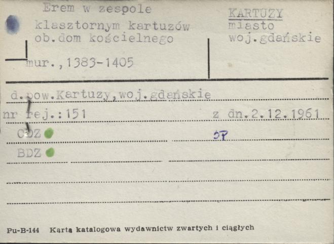 erem w zespole klasztornym kartuzów, ob. dom kościelnego, skan 1