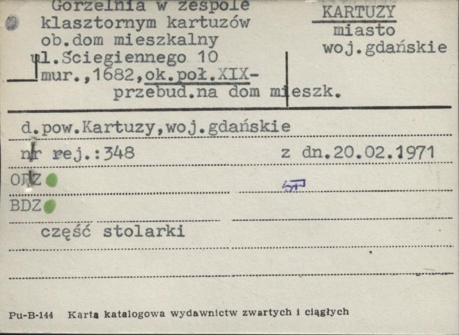 gorzelnia w zespole klasztornym kartuzów, ob. dom mieszkalny, skan 1