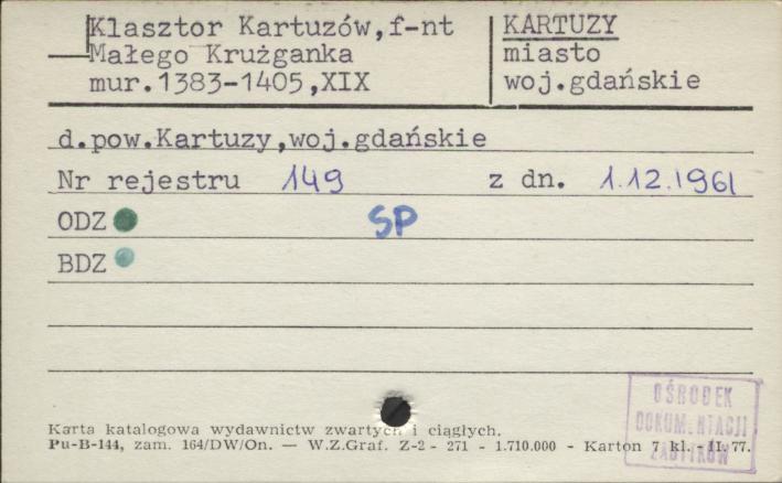 Mały Krużganek (fragment) - klasztor kartuzów, skan 1