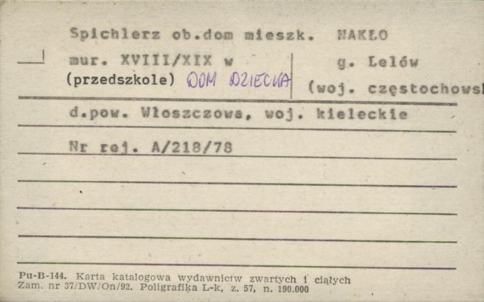 spichlerz przy pałacu, ob. przedszkole (Dom Dziecka), skan 3