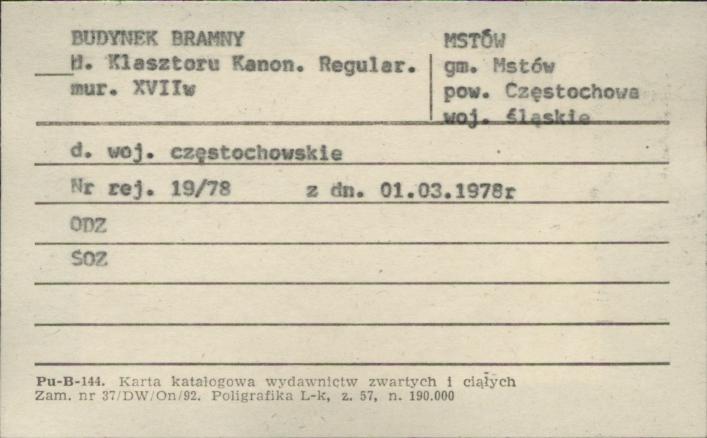 budynek bramny d. Klasztoru Kanon. Regular., skan 1