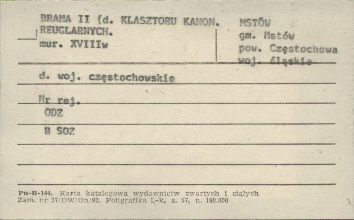 brama II (d. Klasztoru Kanon. Regularnych), skan 1