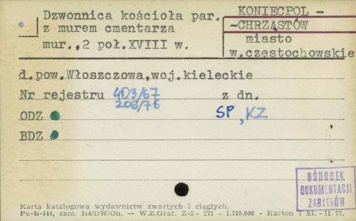 dzwonnica kościoła par. z murem cmentarza, skan 1