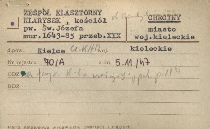 kościół pw. św. Marii Magdaleny - zespół klasztorny klarysek, ob. bernardynek, skan 1