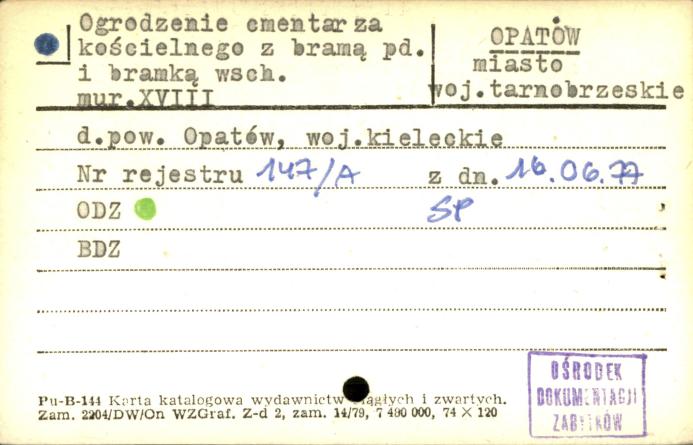 ogrodzenie cmentarza kościelnego z bramą pd. i bramka wsch., skan 1