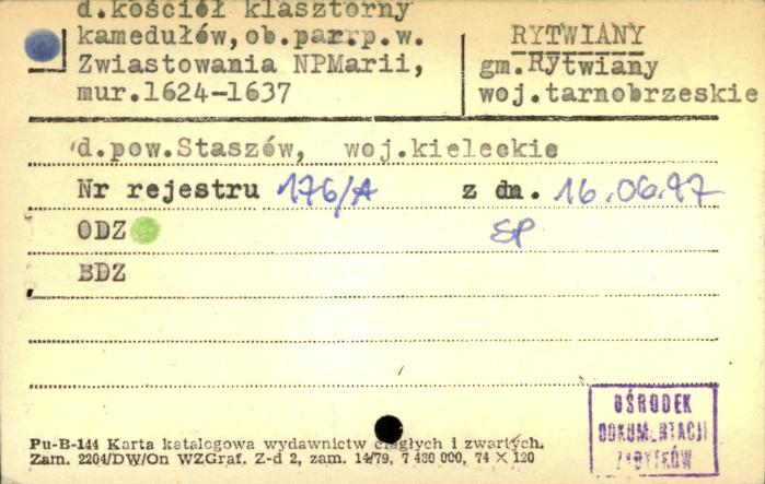 kościół kamedułów, ob. par. pw. Zwiastowania Najśw. Marii Pannie, skan 1