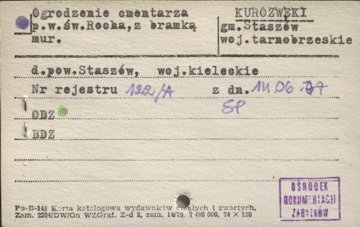 ogrodzenie cmentarza p. w. św. Rocha, z bramką, skan 1