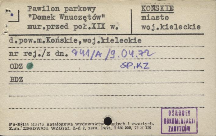 pawilon parkowy Domek Wnuczętów, skan 3
