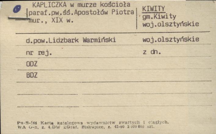 kapliczka w murze kościoła paraf. pw. św. Apostołów Piotra i Pawła, skan 1