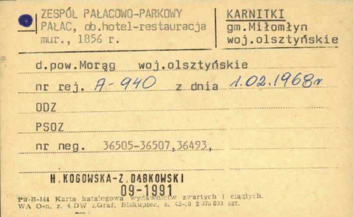 zespół pałacowo-parkowy - pałac - ob. hotel-restauracja, skan 1