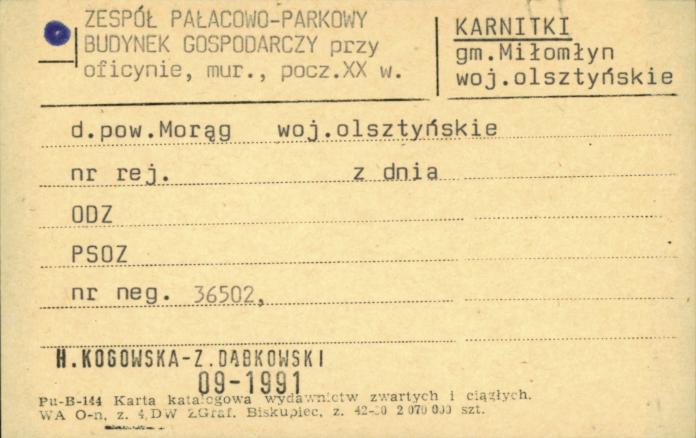 zespół pałacowo-parkowy - budynek gospodarczy przy oficynie, skan 1